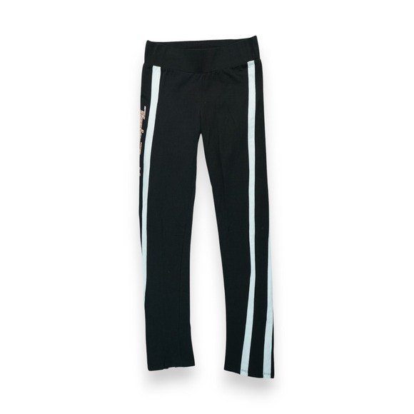 Harley Davidson Motorcycle Sweatpants Womens S/M Black Striped PullOn Rhinestone - Picture 2 of 5